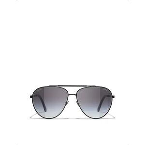 CHANEL Black Aviator Sunglasses